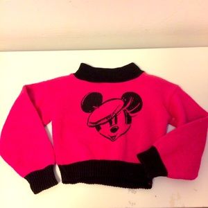VTG 80s Mickey Mouse sweater JG Hook pink 12 mos